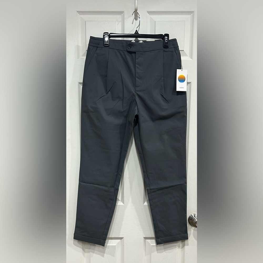 Vuori Men's 32 Cascade Elastic Waist Trouser Shale Grey NWT Pleated Breathable